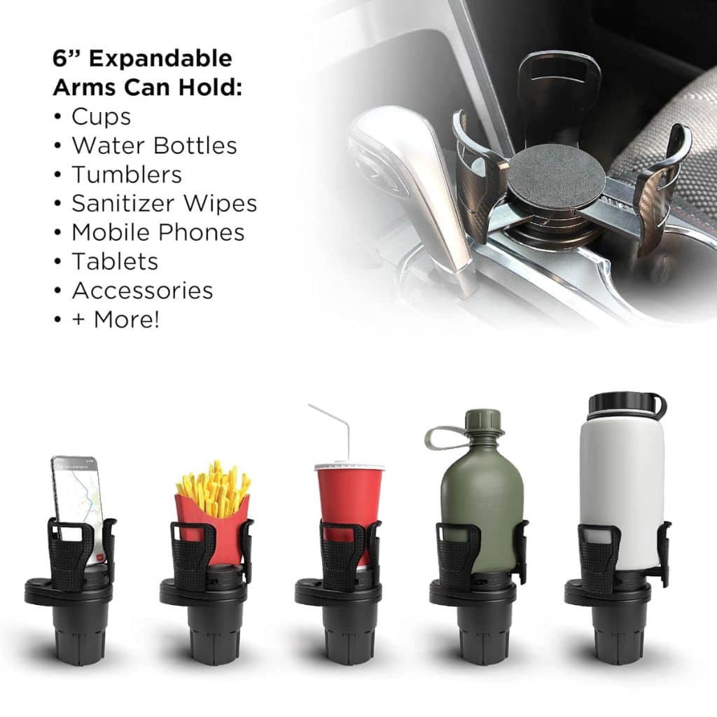 Porte-Gobelet Voiture Extensible 2-en-1 avec Base Rotative à 360° – حامل أكواب مزدوج قابل للتوسيع  - Accessoires Auto/Moto - صورة 4
