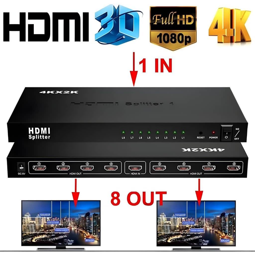 Répartiteur Vidéo HDMI 1x8 avec 8 Ports Compatible 4K – HDMI X8 موزع - Électronique - صورة 6