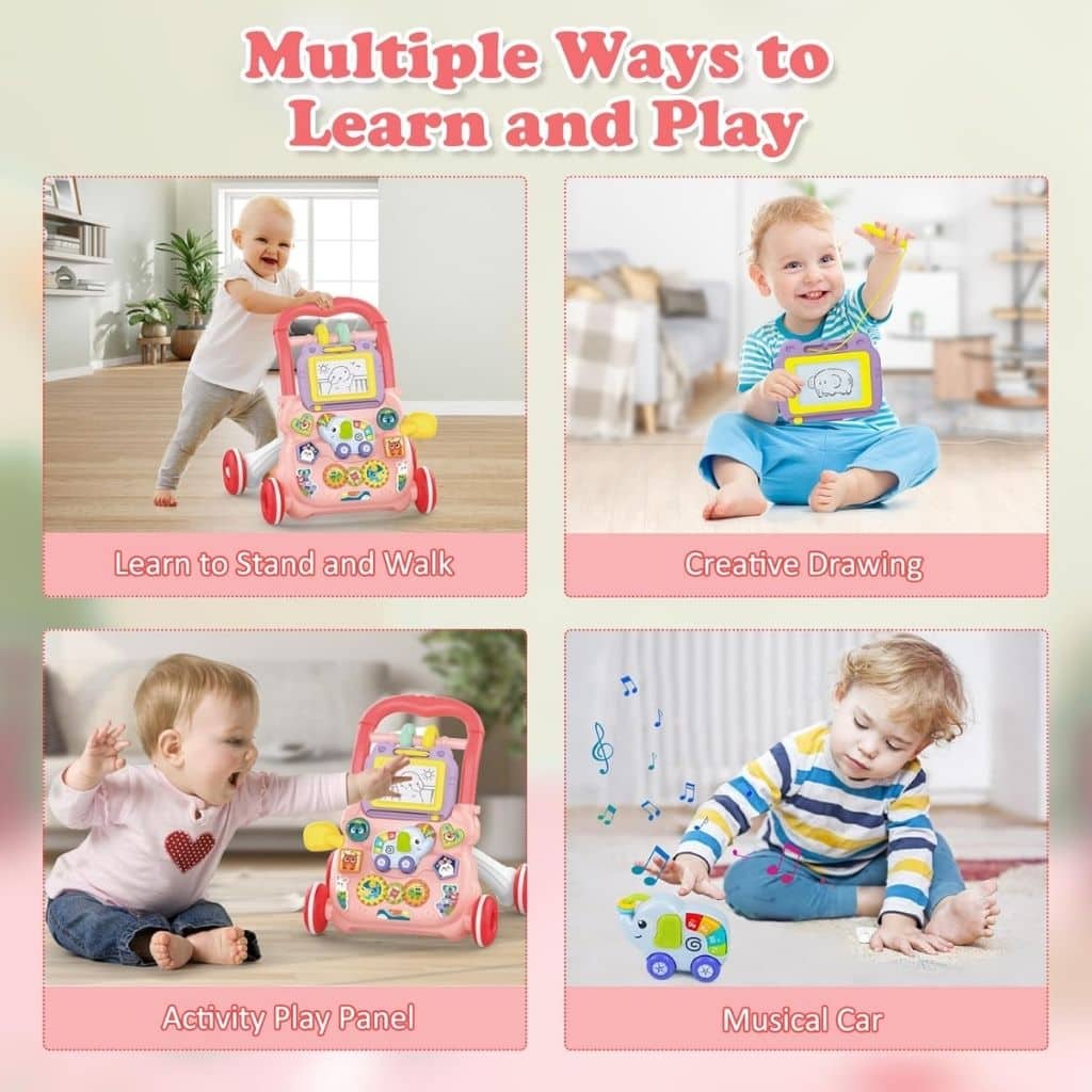 Trotteur Éducatif 2 en 1 avec Tableau de Dessin et Panneau Musical pour Bébé – مشاية تعليمية 2 في 1 مع لوحة رسم ولوحة موسيقية للأطفال - Jouet & Gaming - صورة 10
