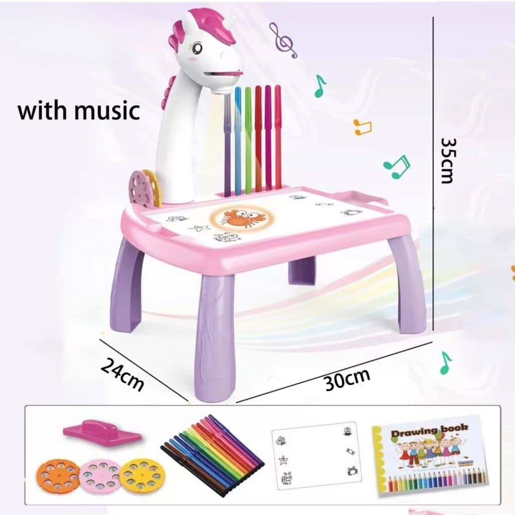 Jouet Projecteur de Dessin Aolieh, Table de Dessin Éducative pour Enfants avec Projecteur LED et Accessoires – لعبة جهاز عرض الرسم للأطفال - Jouet & Gaming - صورة 3