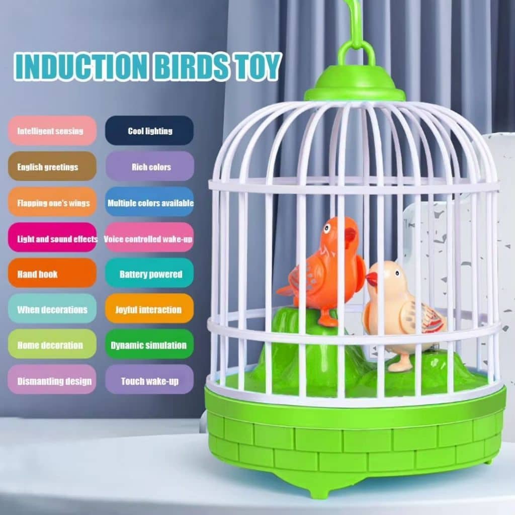 Jouet Électrique de Simulation de Cage à Oiseaux avec Contrôle Sonore – لعبة قفص الطيور المكررة للكلام - Jouet & Gaming - صورة 2