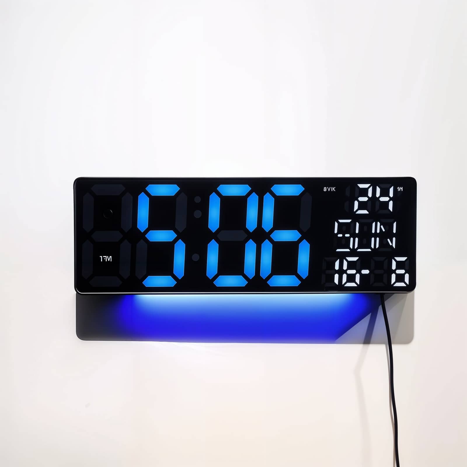 Horloge Numérique Murale et Table LED à Éclairage Bleu Inférieur – ساعة رقمية للحائط و المكتب بإضاءة سفلية زرقاء - Électronique - صورة 2
