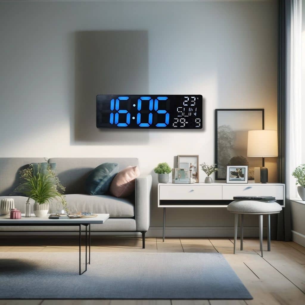 Horloge Numérique Murale et Table LED à Éclairage Bleu Inférieur – ساعة رقمية للحائط و المكتب بإضاءة سفلية زرقاء - Électronique - صورة 6