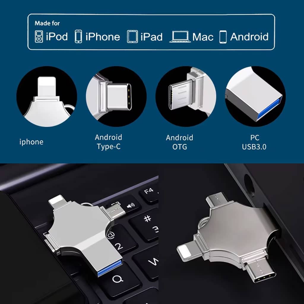 Clé USB 256GB i-Flash - 4 en 1 (Lightning + Micro + USB et Type-C Ports ) - Électronique - صورة 5
