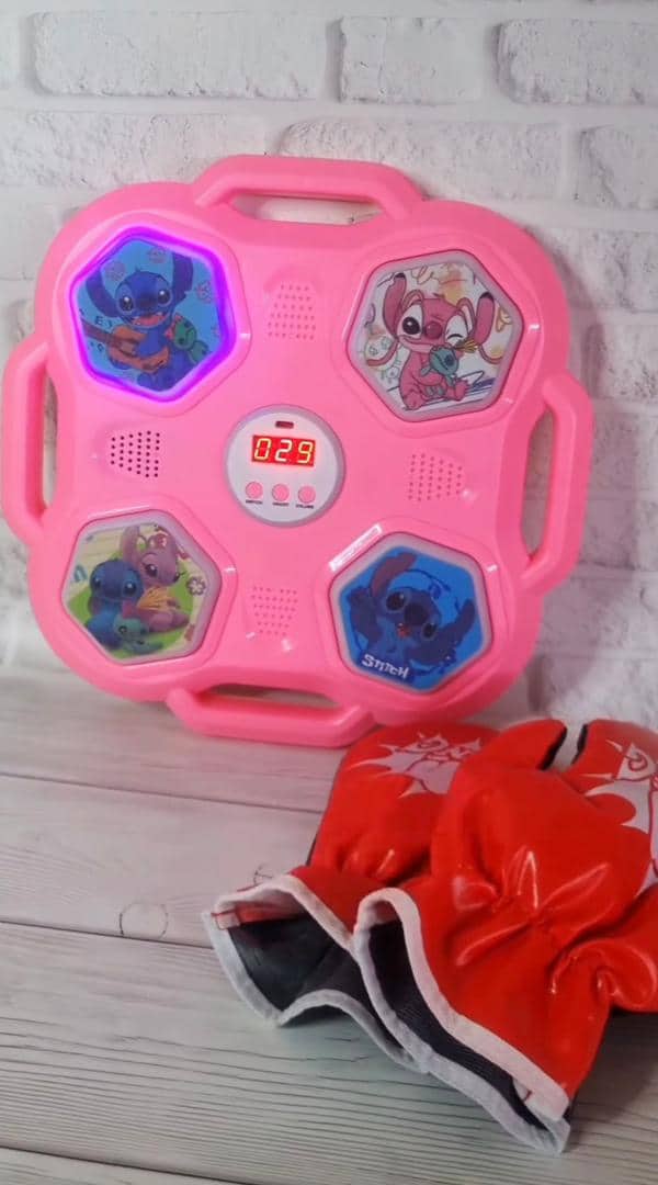 Machine de Boxe Stitch Musicale Rose – آلة الملاكمة الموسيقية للأطفال - Jouet & Gaming - صورة 5
