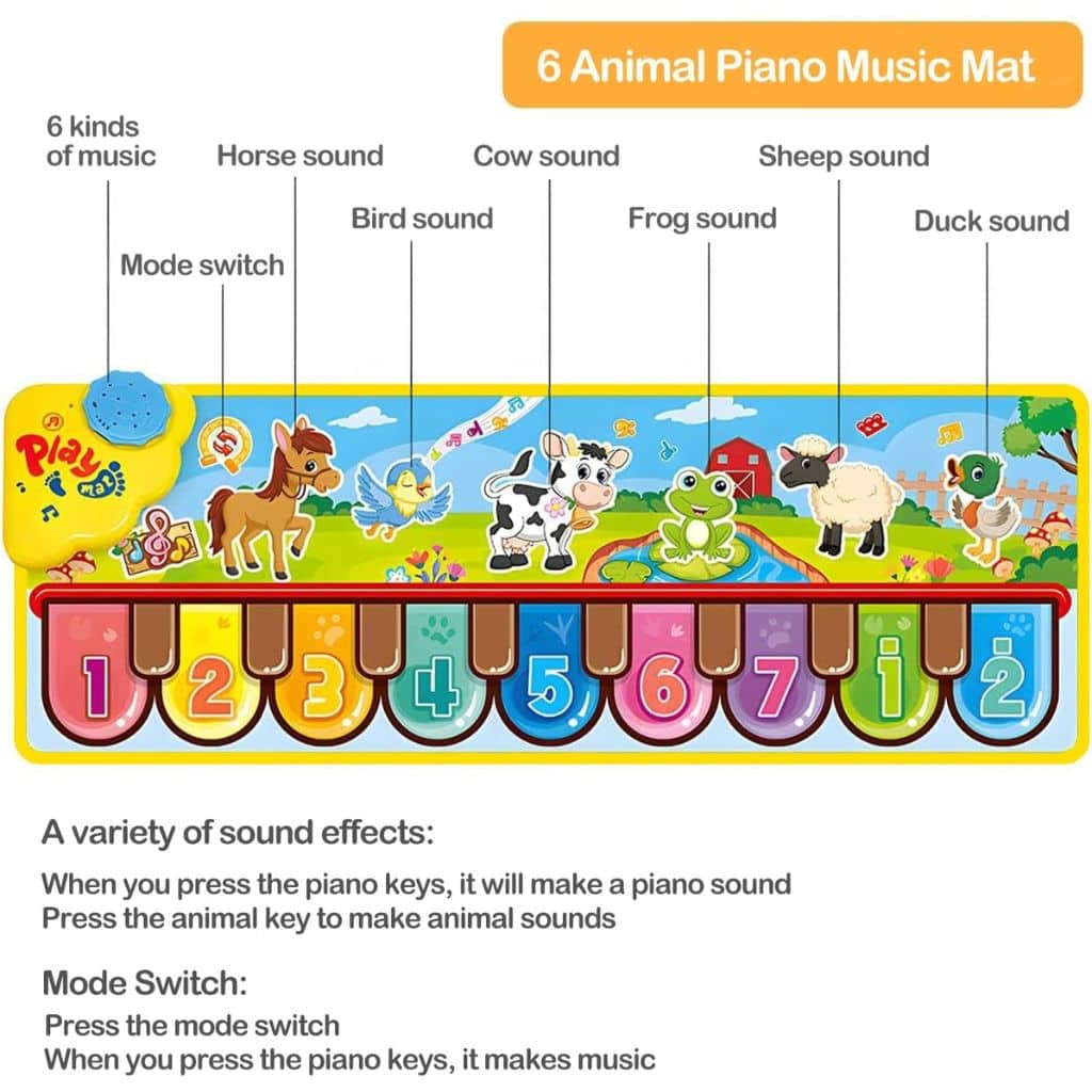 Tapis de Piano Musical pour Enfants 3-6 Ans – حصيرة بيانو موسيقية للأطفال - Jouet & Gaming - صورة 4