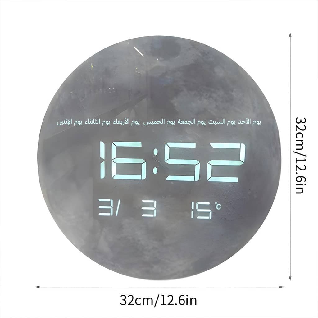 Horloge Murale Moon Numérique LED 13 Pouces – ساعة حائط رقمية - Électronique - صورة 3