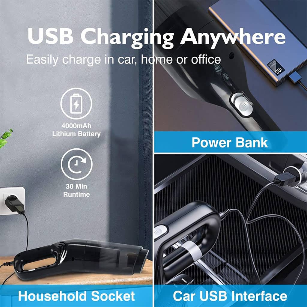 Aspirateur de voiture sans fil 10000PA Rechargeable – مكنسة كهربائية لاسلكية - Accessoires Auto/Moto - صورة 4