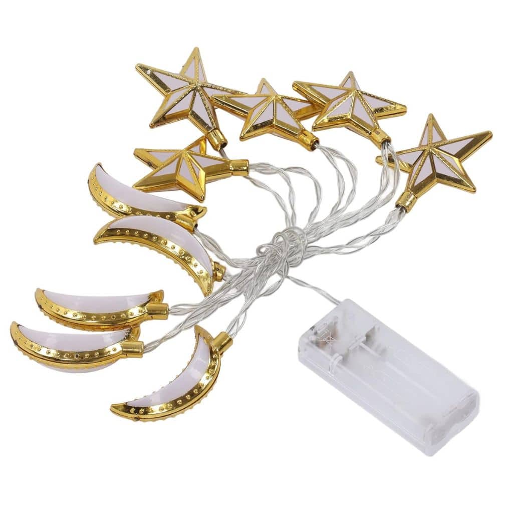 Guirlande Lumineuse Eid et Ramadan LED 10pcs - إضاءة رمضان على شكل قمر ونجمة - صورة 4