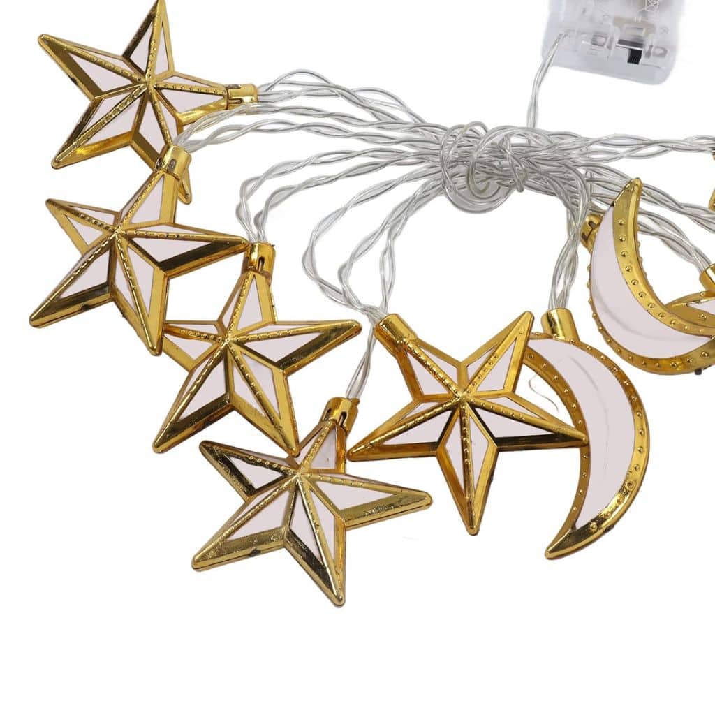 Guirlande Lumineuse Eid et Ramadan LED 10pcs - إضاءة رمضان على شكل قمر ونجمة - صورة 5