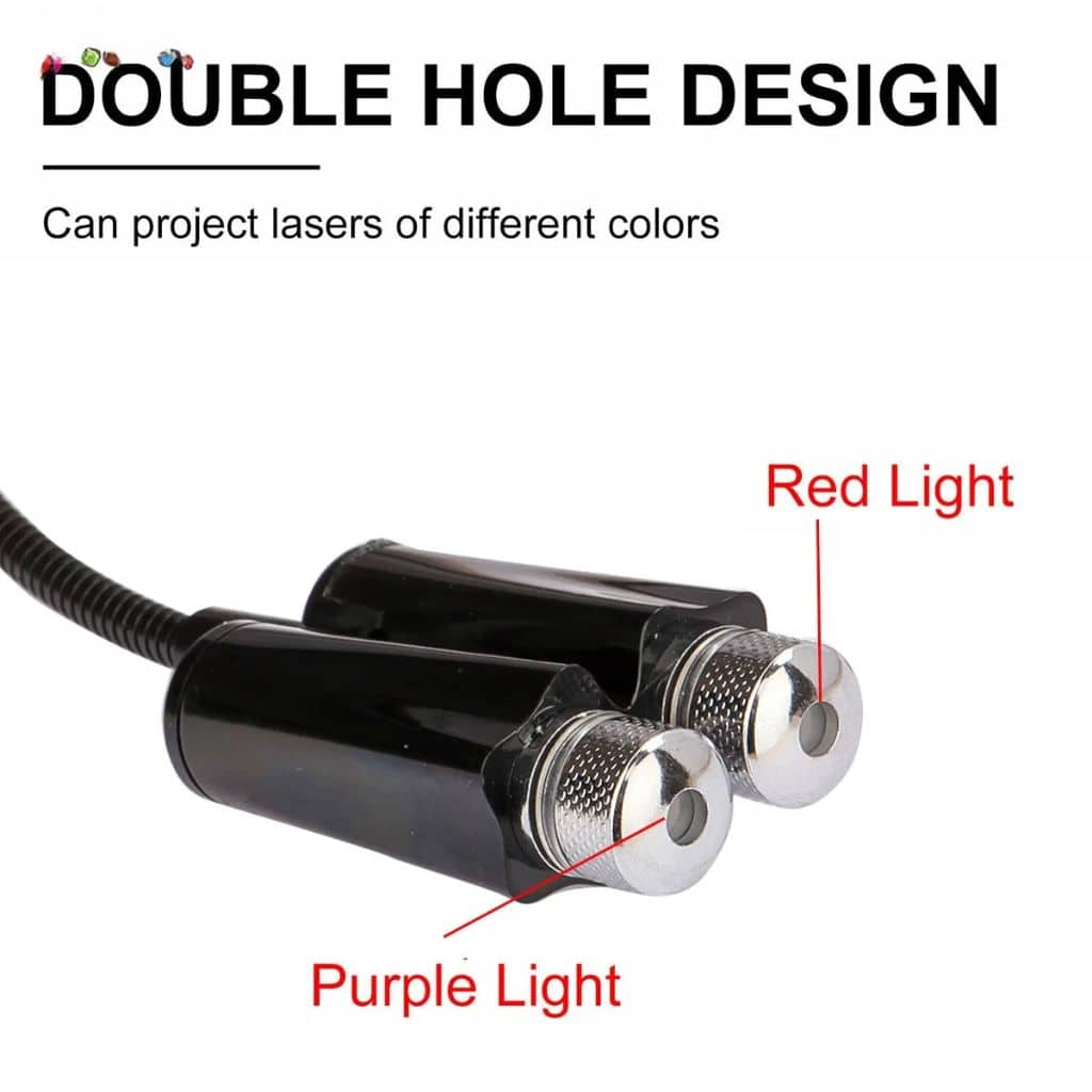 Double Projecteur Étoilé LED pour Intérieur de Voiture USB – إضاءة سقف السيارة - Accessoires Auto/Moto - صورة 3