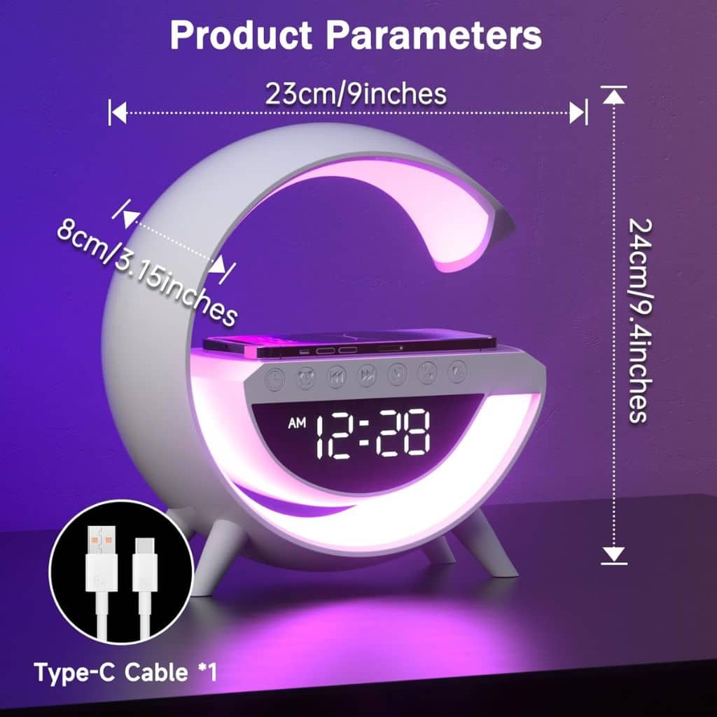 Lampe d'Ambiance LED avec Chargeur Sans Fil et Enceinte Bluetooth - مصباح مع شاحن لاسلكي ومكبر صوت بلوتوث - Électronique - صورة 2