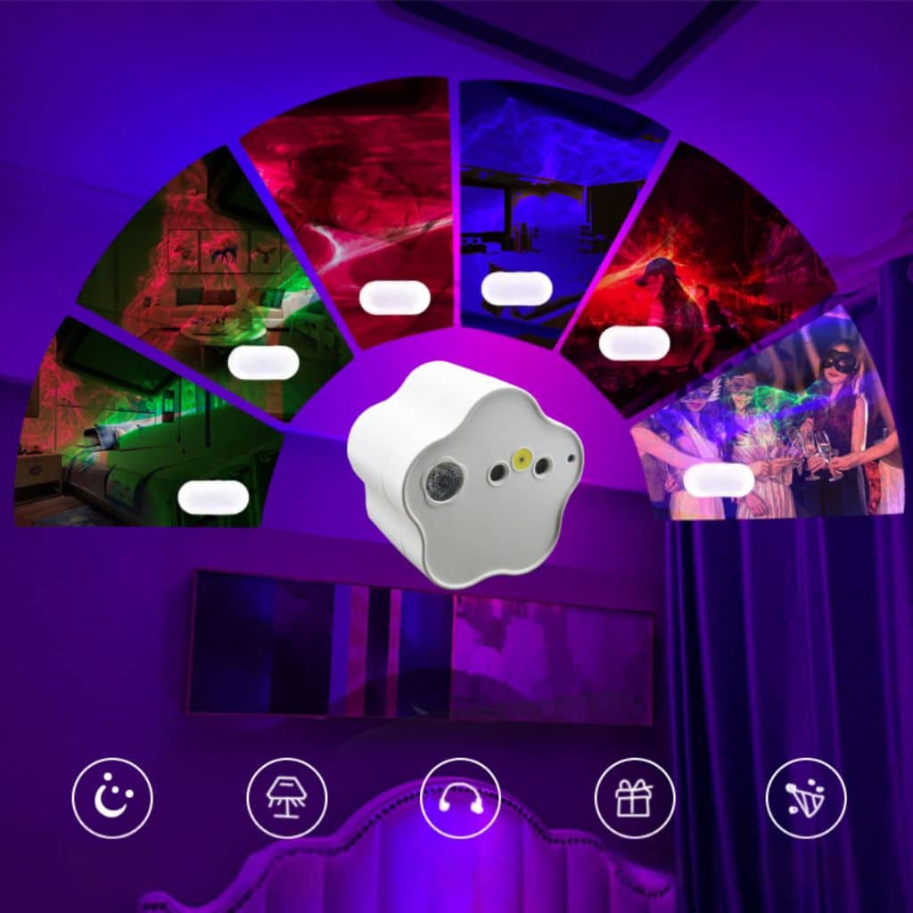 Projecteur LED Effet Étoilé avec Projection Multicolore RGB USB - مصباح عرض ليلي مع تأثير النجوم وألوان متعددة - Décoration - صورة 2