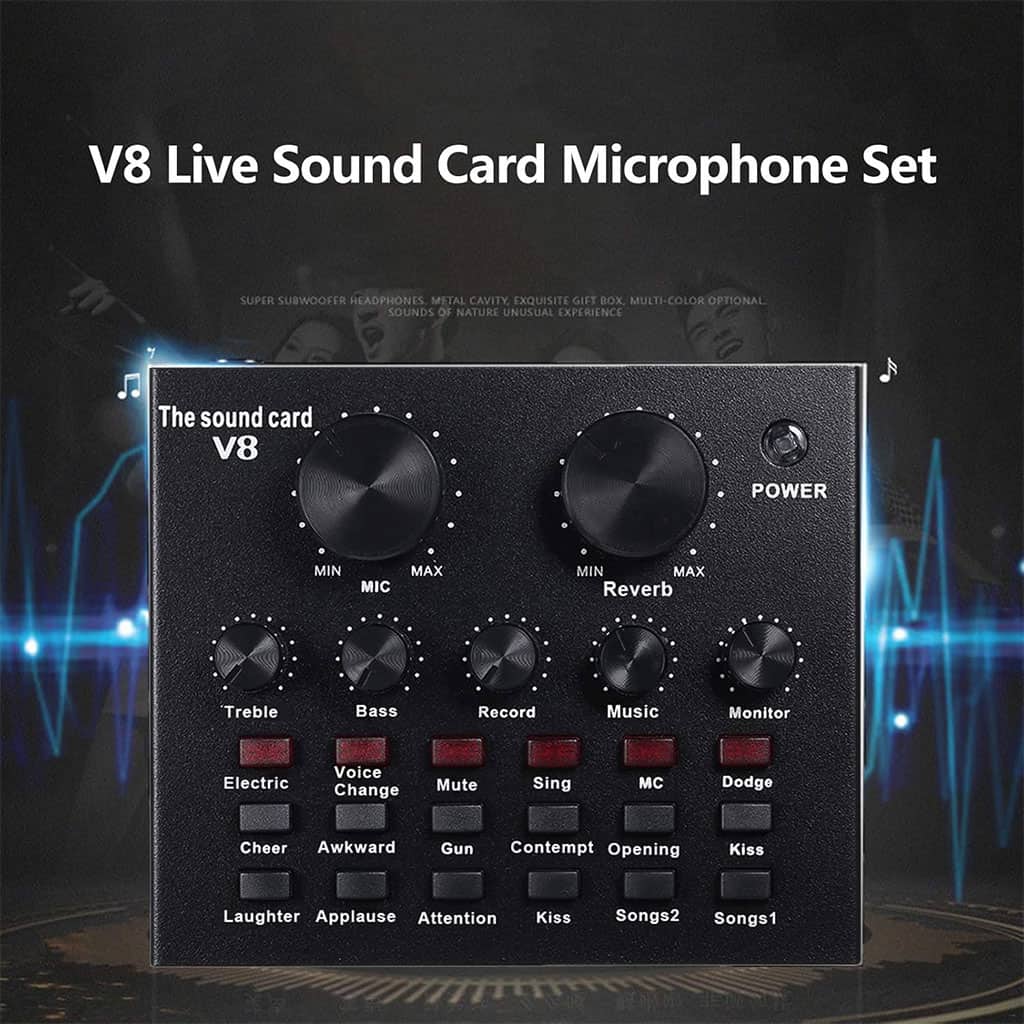 V8 Externe Live Carte Son avec Microphone Set – بطاقة صوت مع ميكروفون للتسجيلات الصوتية - Électronique - صورة 5