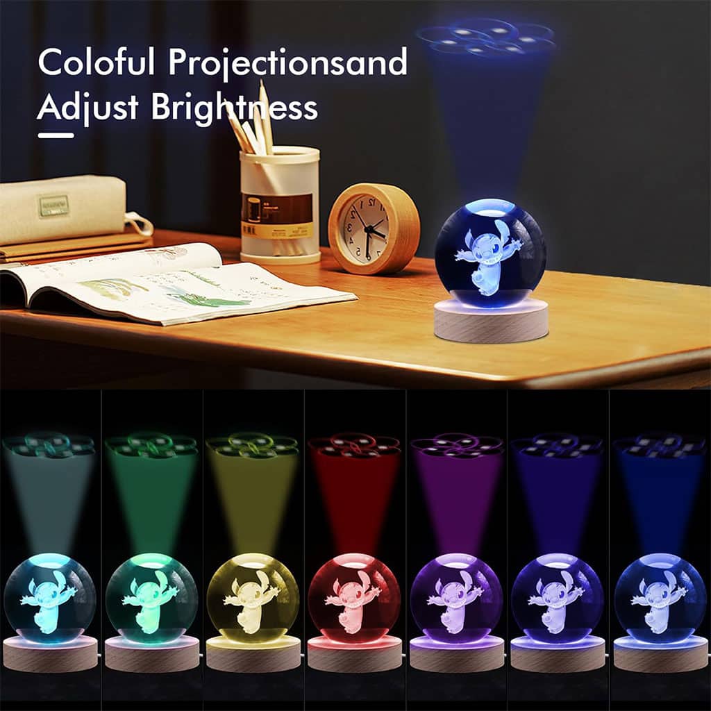 Lampe boule de projection en cristal 3D Stitch - Décoration - صورة 3