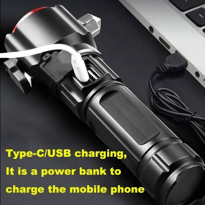 Lampe Torche Multifonctionnel LED Puissante Rechargeable par USB Avec PowerBank – طورش عالي السطوع - Camping et Randonnée - صورة 5