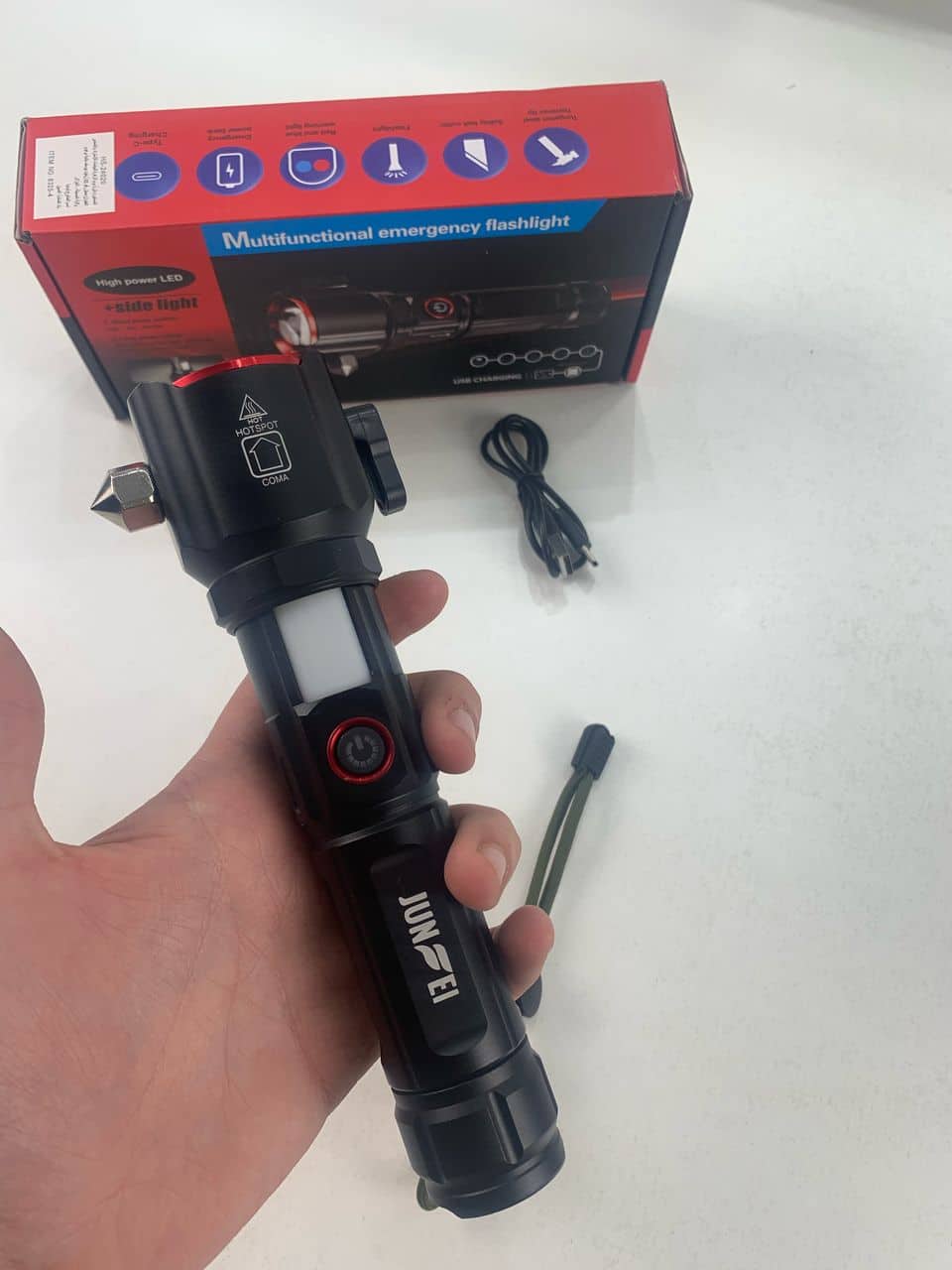 Lampe Torche Multifonctionnel LED Puissante Rechargeable par USB Avec PowerBank – طورش عالي السطوع - Camping et Randonnée - صورة 10