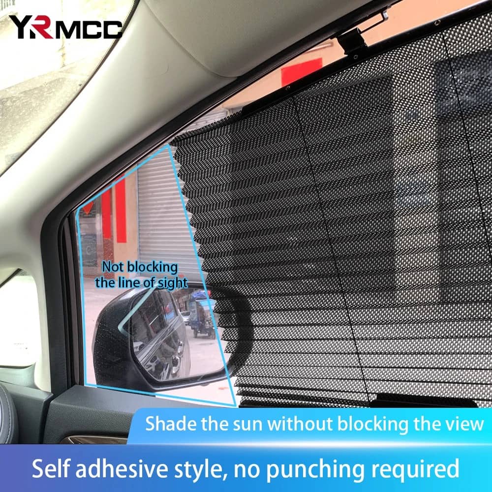 Rideau pare-soleil rétractable pour vitres de voiture 2Pcs – واقي الشمس في السيارة - Accessoires Auto/Moto - صورة 2