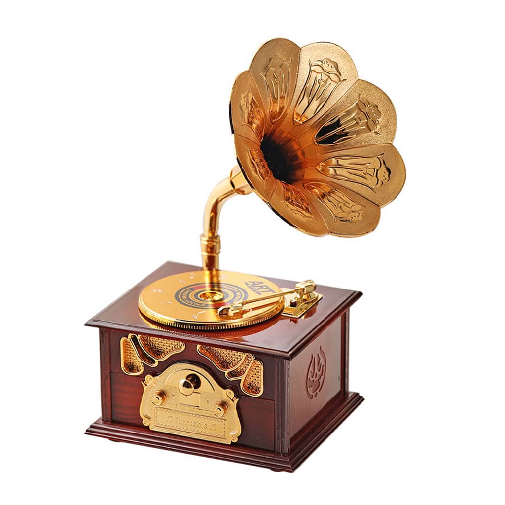 Phonographe trompette dorée et boîte à Bijoux Décorative – صندوق موسيقي - Décoration - صورة 6