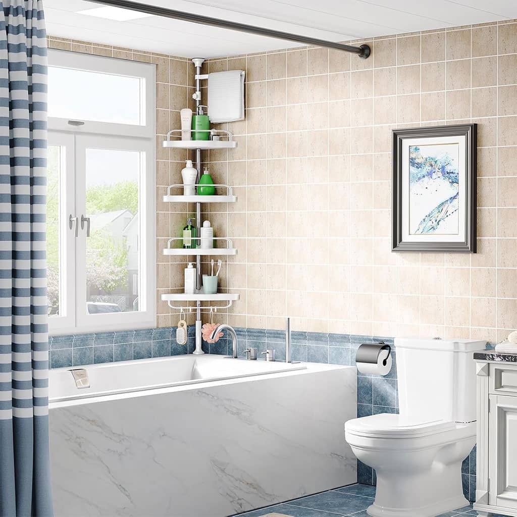 Étagère de douche d’angle à 4 niveaux réglable 320cm – رف حمام قابل للتعديل - Maison - صورة 3