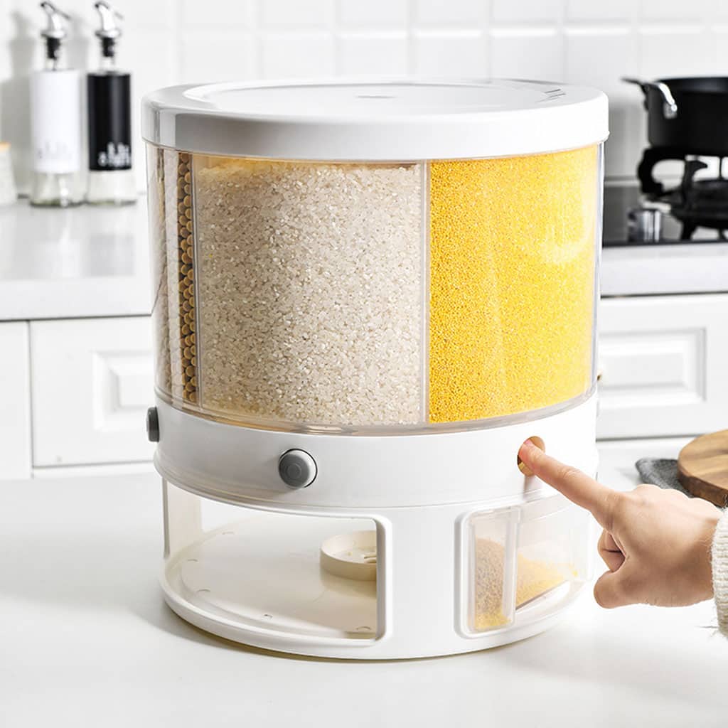 Distributeur de nourriture e récipient de stockage de céréales rotatif – حامل حبوب قابل للدوران - Cuisine - صورة 2
