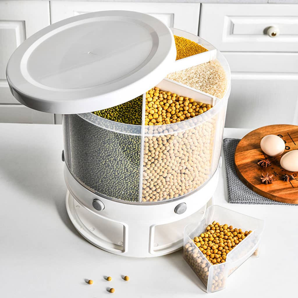 Distributeur de nourriture e récipient de stockage de céréales rotatif – حامل حبوب قابل للدوران - Cuisine - صورة 5