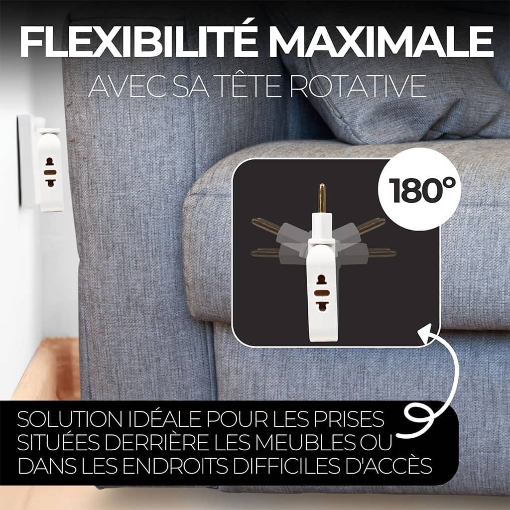 Pack 2 Multiprise Murale Plate Derrière Meuble avec USB – مقبس طاقة - Électronique - صورة 4