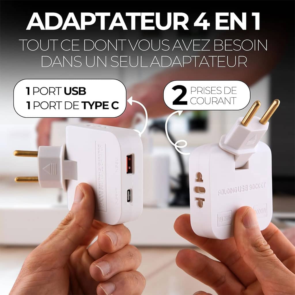 Pack 2 Multiprise Murale Plate Derrière Meuble avec USB – مقبس طاقة - Électronique - صورة 5