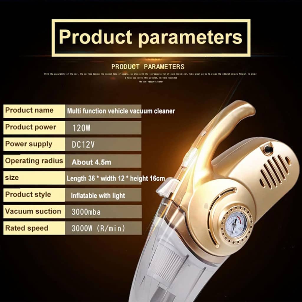 Aspirateur Portable 4 en 1 pour Voiture avec Gonfleur de Pneu Numérique – مكنسة كهربائية وجهاز نفخ العجلات - Accessoires Auto/Moto - صورة 4