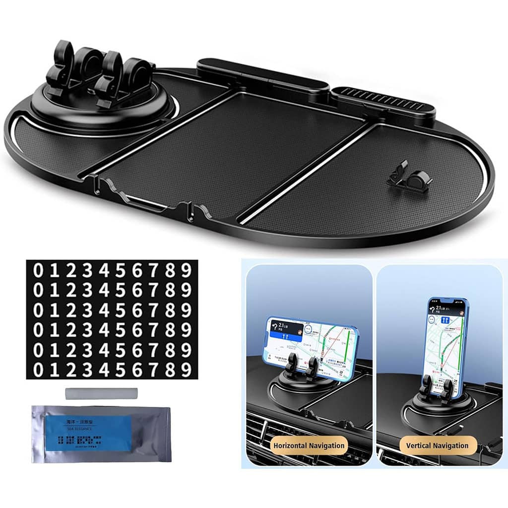 Tapis De Téléphone Antidérapant pour Voiture 6en1 Rotation à 360° – منظم أغراض في سيارة - Accessoires Auto/Moto - صورة 2