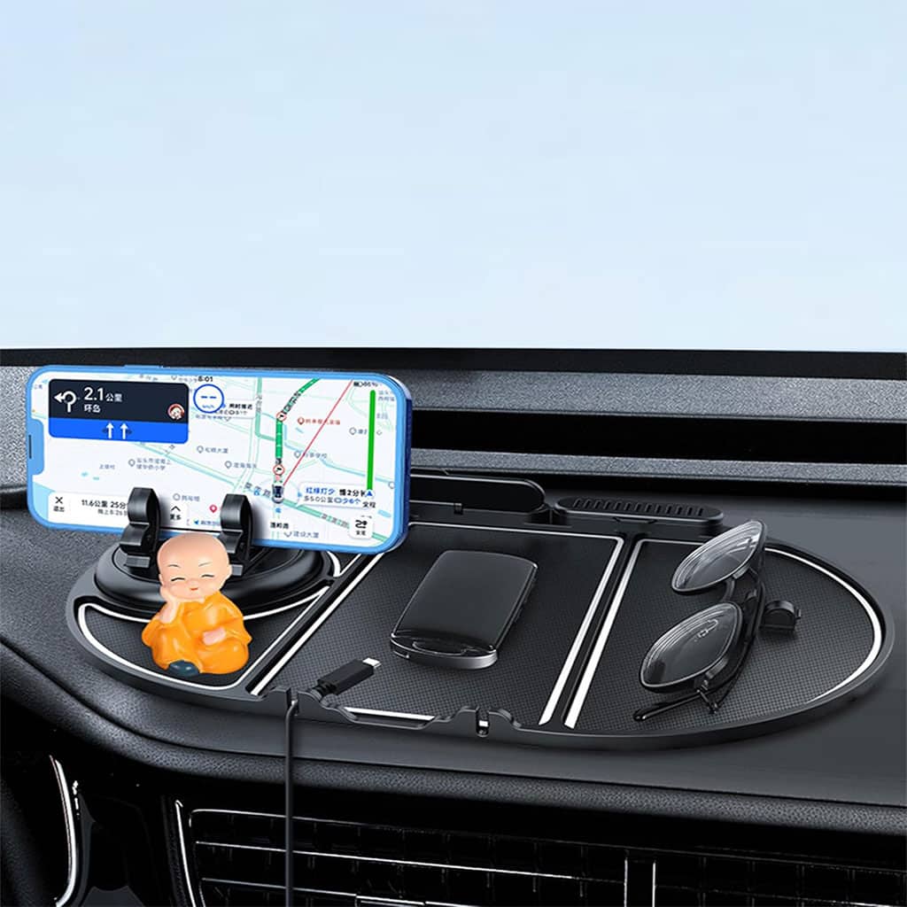 Tapis De Téléphone Antidérapant pour Voiture 6en1 Rotation à 360° – منظم أغراض في سيارة - Accessoires Auto/Moto - صورة 5