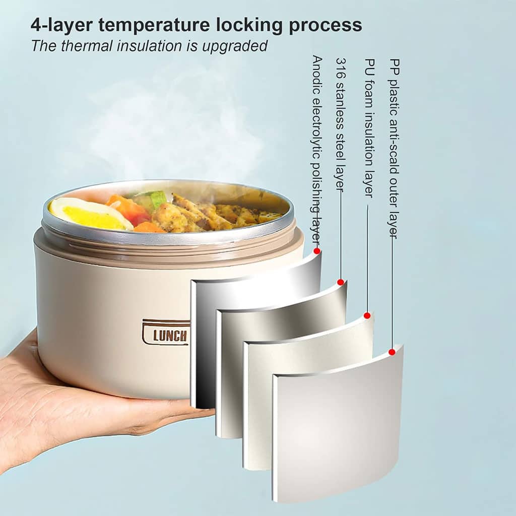 Lunch Box 4 étage avec Sac Isotherme Isolant – حافظة طعام حرارية 4 طبقات قابلة للاستخدام في الميكروويف - Cuisine - صورة 5