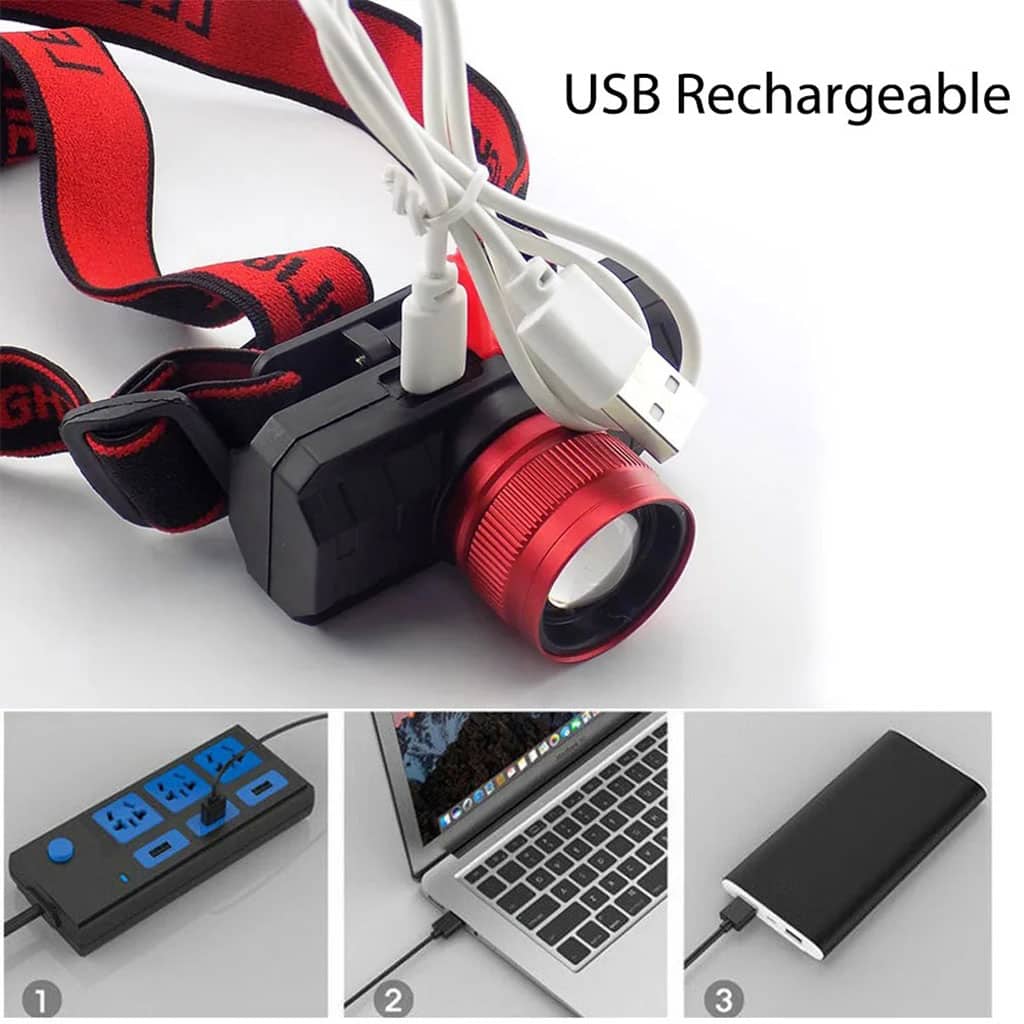 Lampe Frontale 3 Modes Rechargeable – مصباح تخييم عالي السطوع - Camping et Randonnée - صورة 5