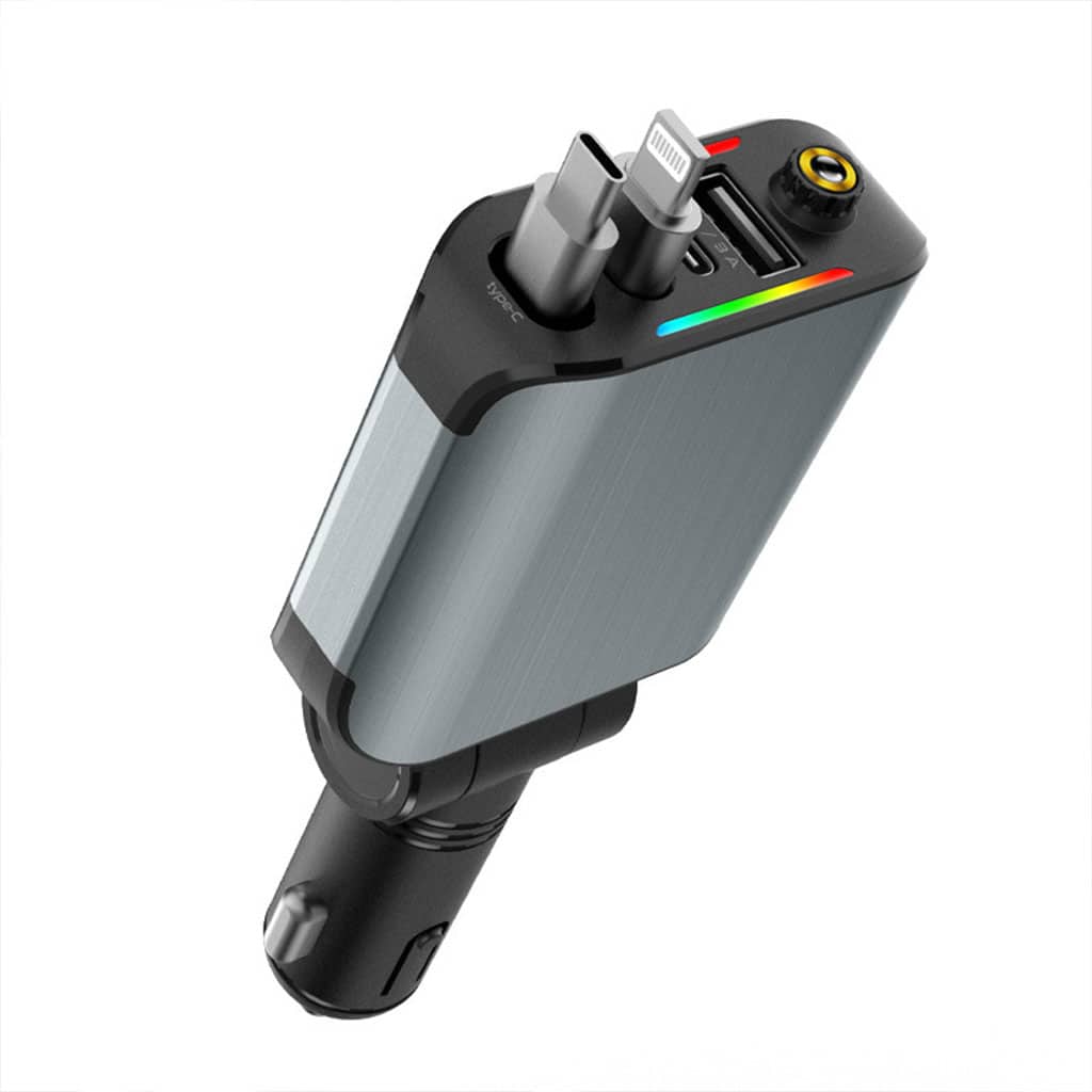 Chargeur Voiture 4en1 Rétractable 120W avec toit Starlight pour téléphones iOS et Android- شاحن سيارة متعدد المنافذ - Accessoires Auto/Moto - صورة 3