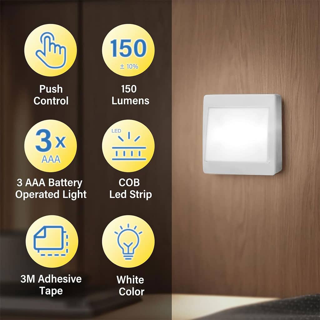 Pack de 3 Lampes Interrupteur LED COB pour Placard – طقم مصابيح إضاءة منزلية - Électronique - صورة 6