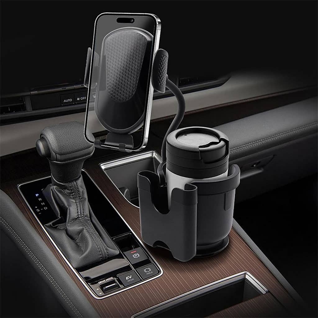 Support de téléphone pour voiture avec porte-gobelet rotation à 360° - حامل هواتف وأكواب في السيارة - Accessoires Auto/Moto - صورة 12