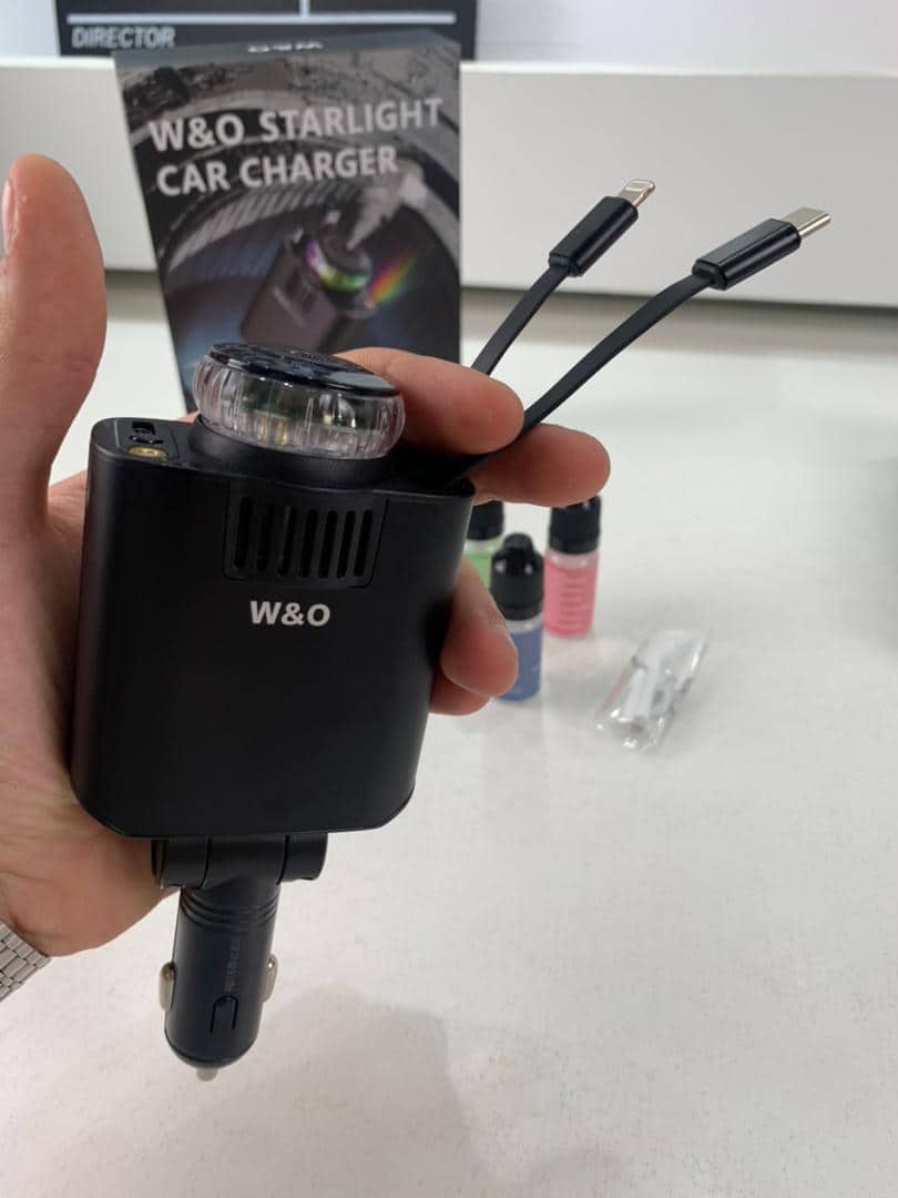 Chargeur voiture rétractable 5 en 1 avec aromathérapie et lumière des étoiles – شاحن سريع للسيارة مع معطر - Accessoires Auto/Moto - صورة 12