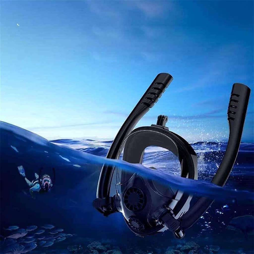 Masque de Plongée Intégral 180 ° Grande vue Anti-buée avec Double Tubes- قناع غوص إحترافي - Vacance & Loisir - صورة 3