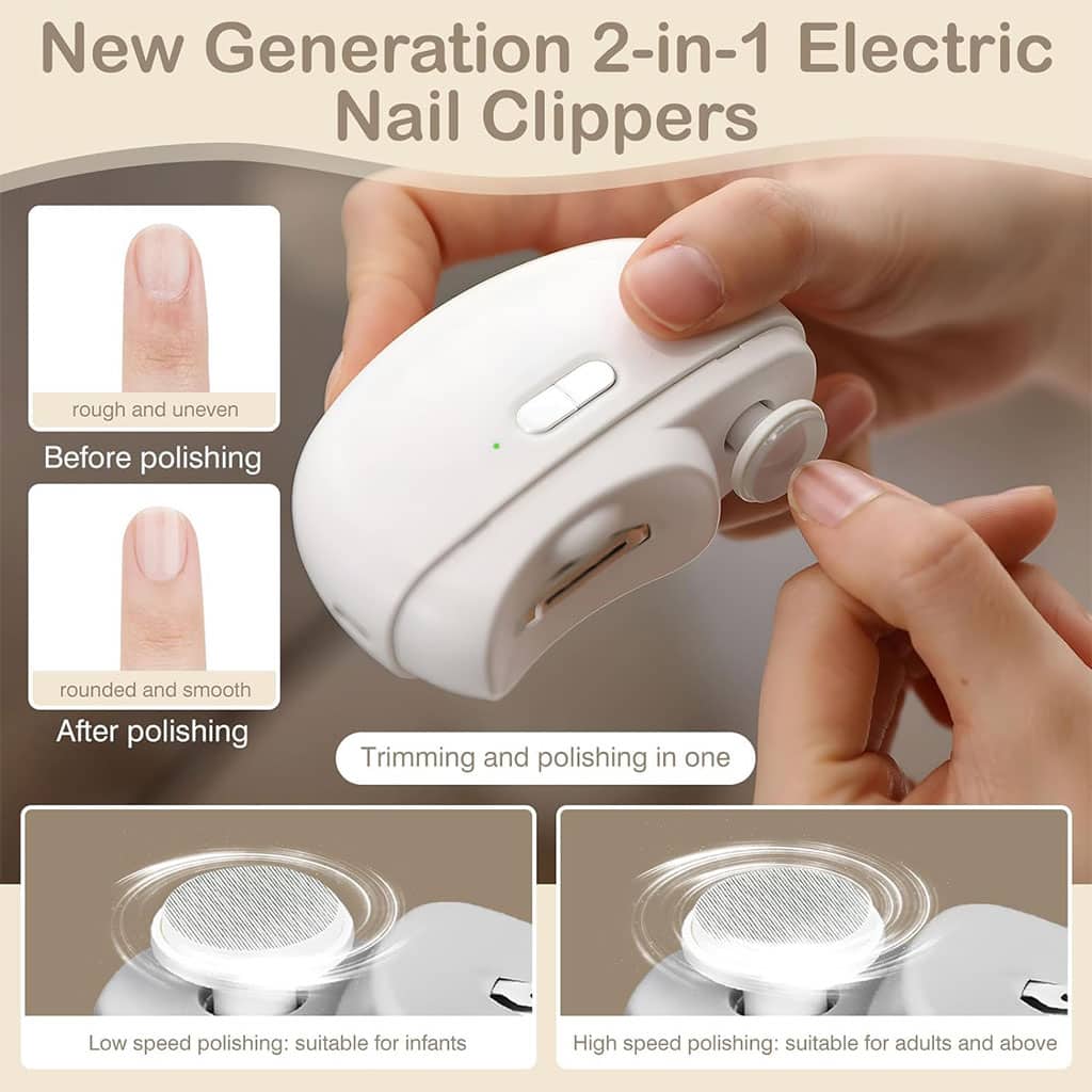 Coupe-ongles électrique 2 en 1 avec lumière LED – جهاز تقليم الأظافر للصغار والكبار - Électronique - صورة 3
