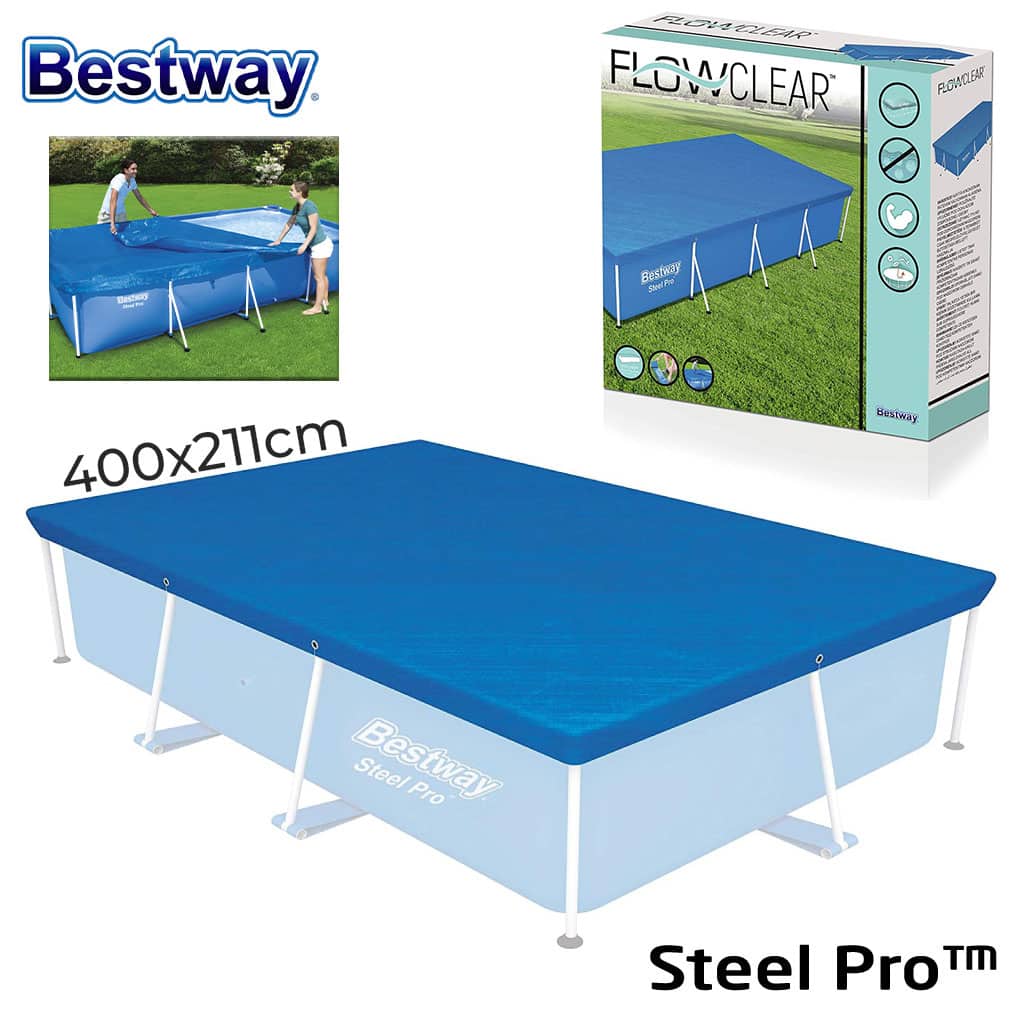 Grande bâche de piscine rectangulaire en polyéthylène 400 x 211 cm Bestway 58107 – غطاء مسبح