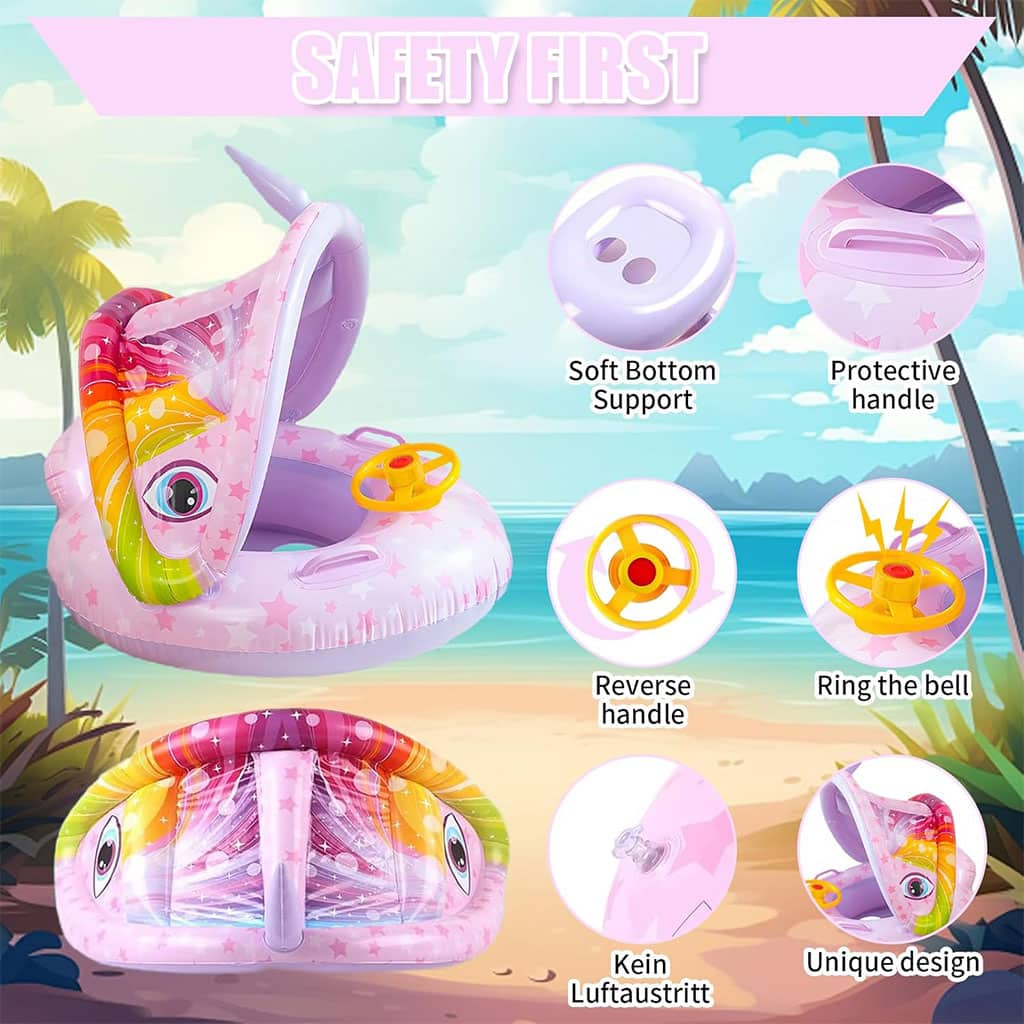 Bouée de natation gonflable pour bébé avec toit et Claxone – عوامة أطفال مع مظلة - Vacance & Loisir - صورة 4
