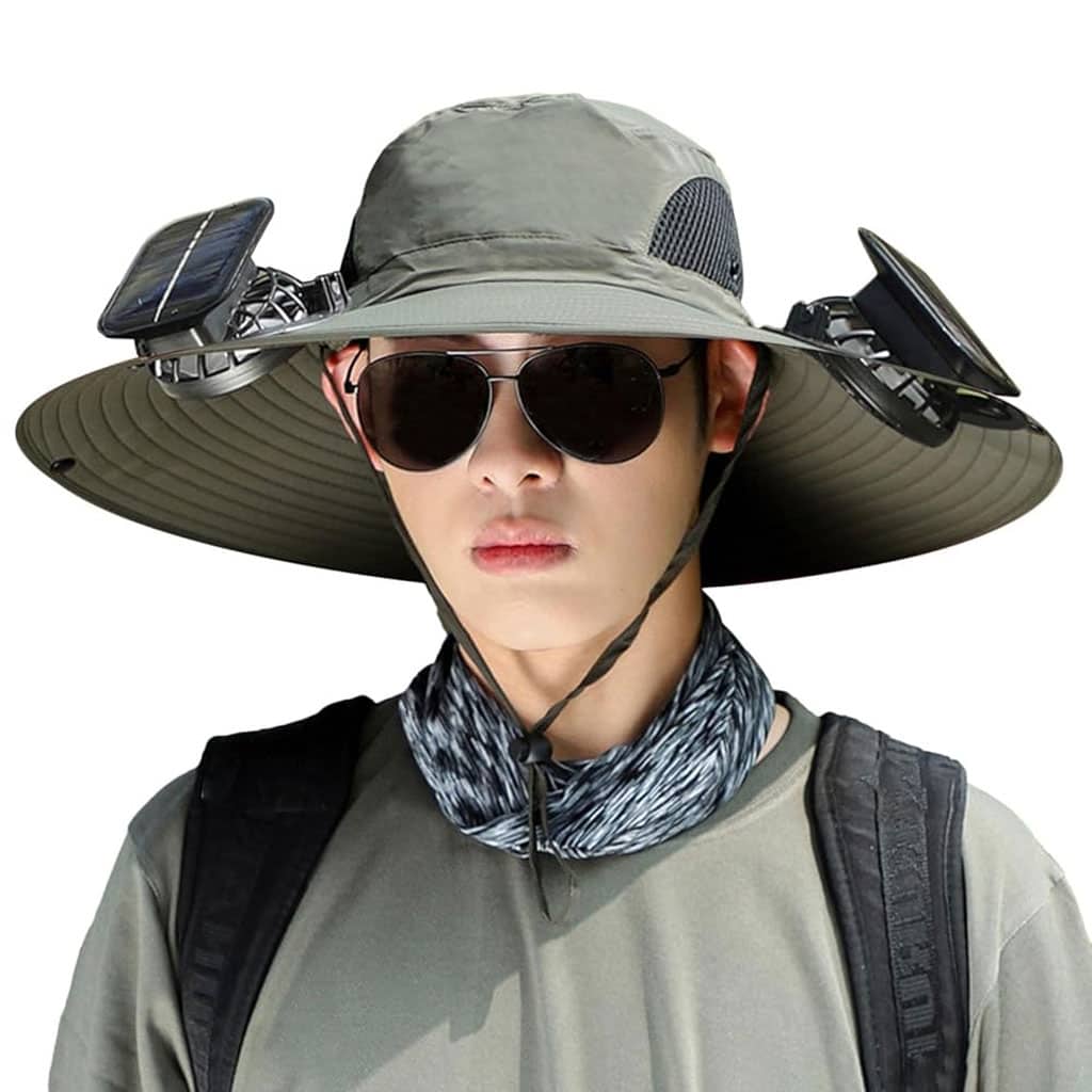 Chapeau de soleil à large bord avec double ventilateur – قبعة للحماية من الشمس مع مروحات - Vacance & Loisir - صورة 2