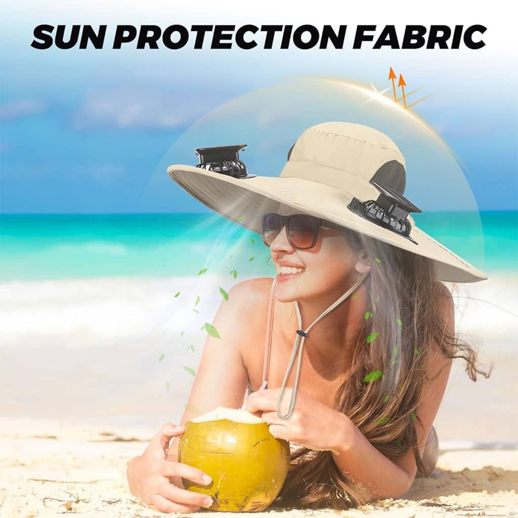 Chapeau de soleil à large bord avec double ventilateur – قبعة للحماية من الشمس مع مروحات - Vacance & Loisir - صورة 6