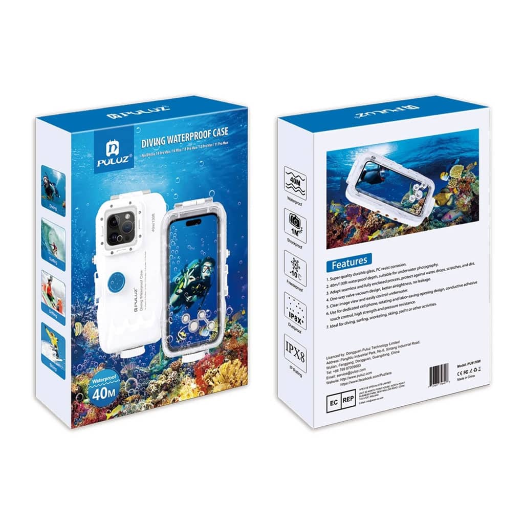 Étui de plongée étanche PULUZ 40m pour iPhone 16/15/14/13/12/11 Pro Max - حافظة هاتف إحترافية تحت الماء - Vacance & Loisir - صورة 5