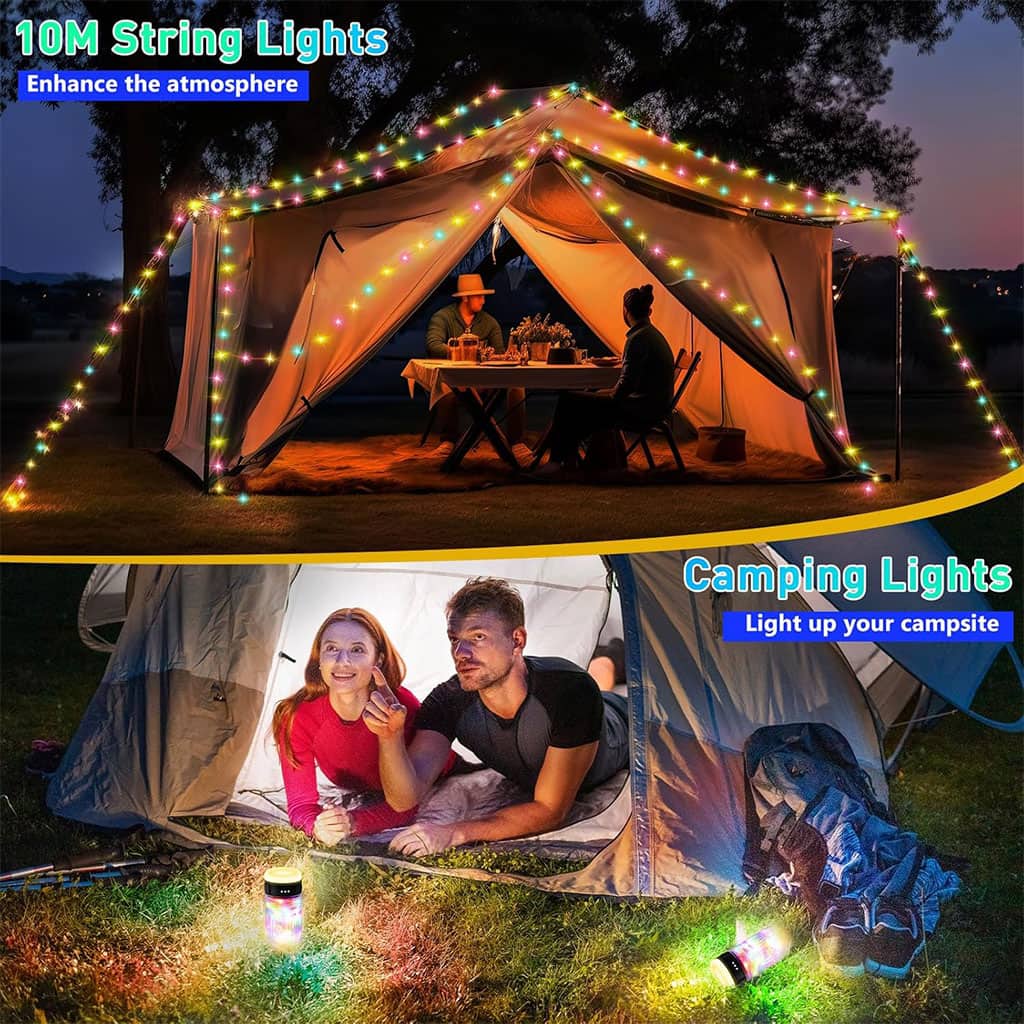 Lampe de Camping Enroulable avec Guirlande Lumineuse 10m – مصباح تخييم محمول وقابل للشحن - Camping et Randonnée - صورة 3