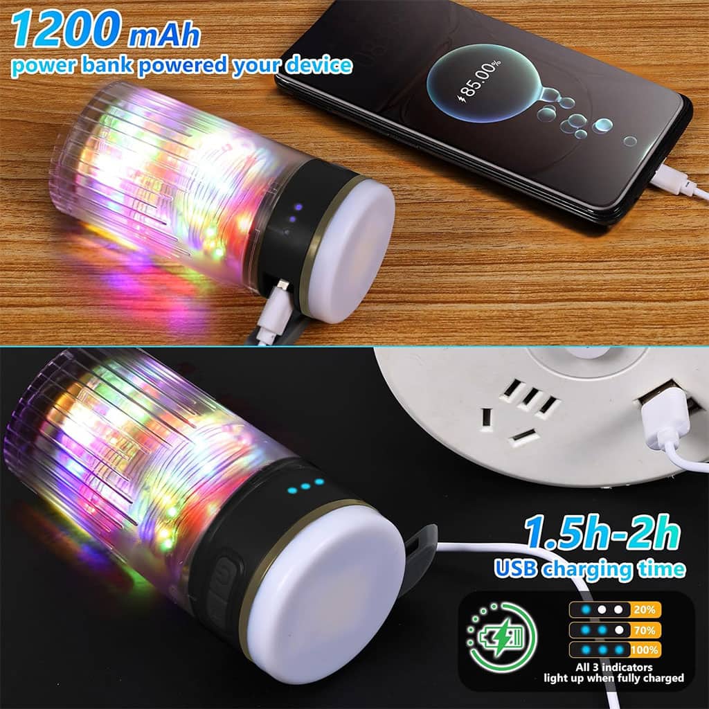 Lampe de Camping Enroulable avec Guirlande Lumineuse 10m – مصباح تخييم محمول وقابل للشحن - Camping et Randonnée - صورة 6
