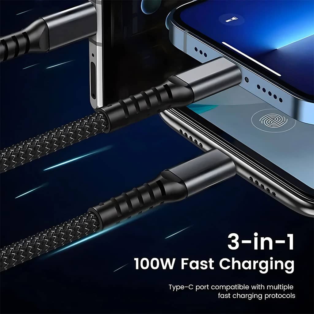 Câble USB 3en1 100W Charge rapide pour tout Type de Smartphone – كابل شحن سريع - Électronique - صورة 6
