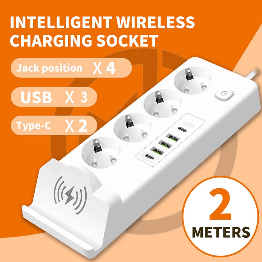 Multiprise 4 SOCKET 2500W avec USB, Type-C et chargement sans fil – مقبس طاقة وشاحن لاسلكي - Électronique - صورة 2