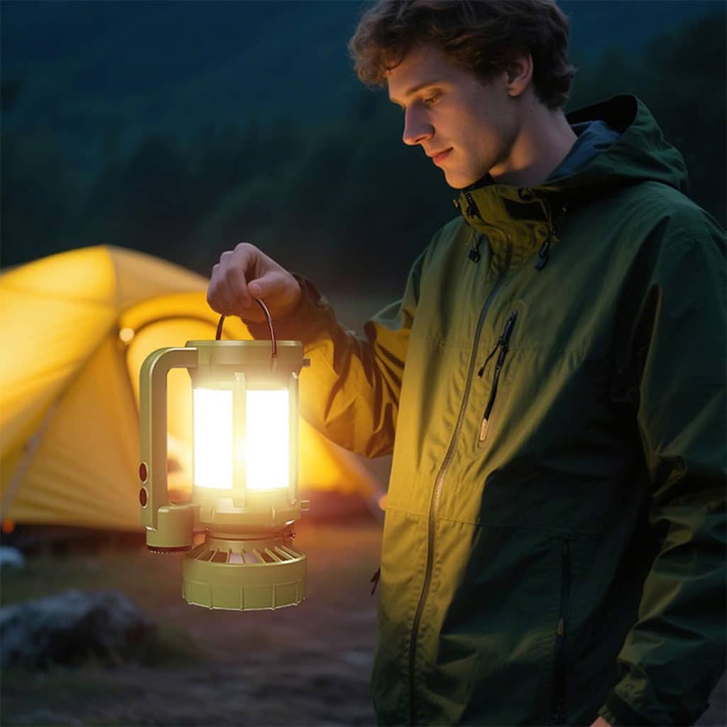 Lanterne de camping LED Rechargeable avec Ventilateur et 4 modes d’éclairage – مصباح ومروحة محمولة - Camping et Randonnée - صورة 4
