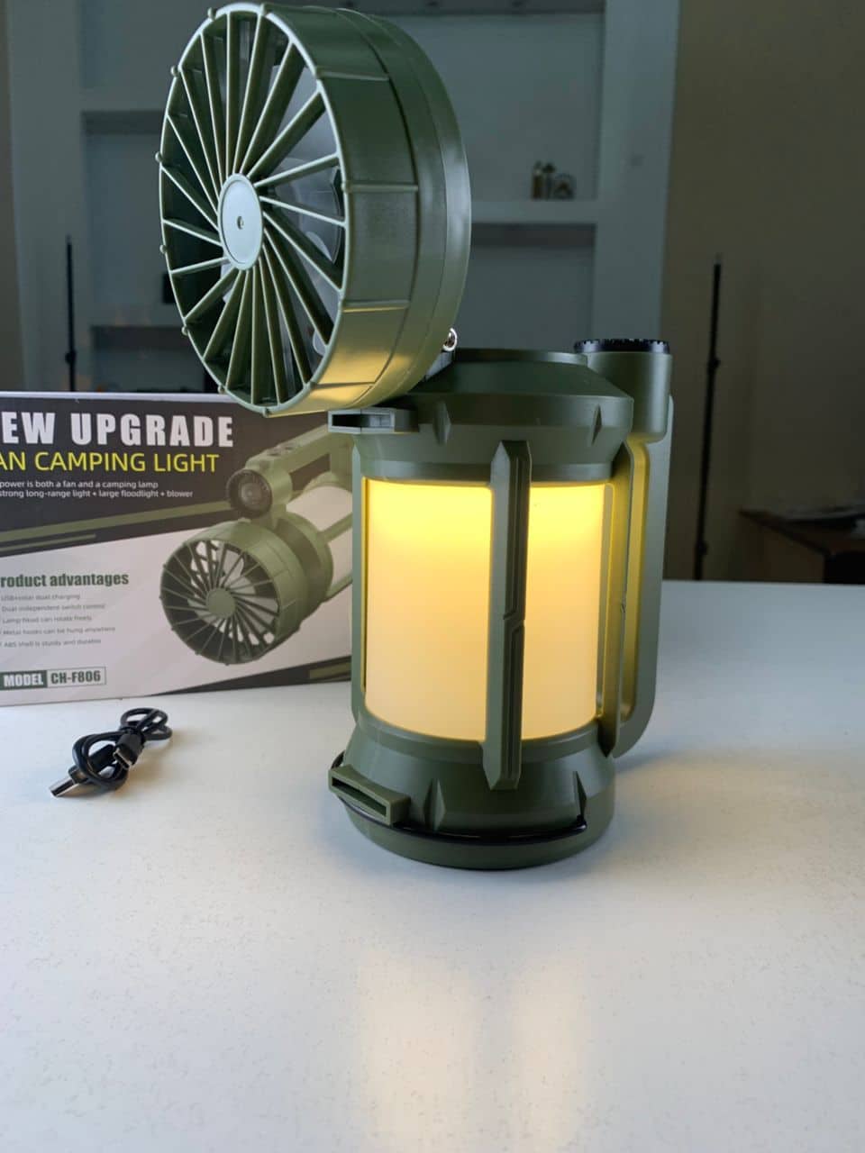 Lanterne de camping LED Rechargeable avec Ventilateur et 4 modes d’éclairage – مصباح ومروحة محمولة - Camping et Randonnée - صورة 9